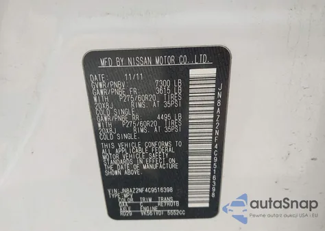 2012 Infiniti Qx56 из США, поврежденный, VIN JN8AZ2NF4C9516398